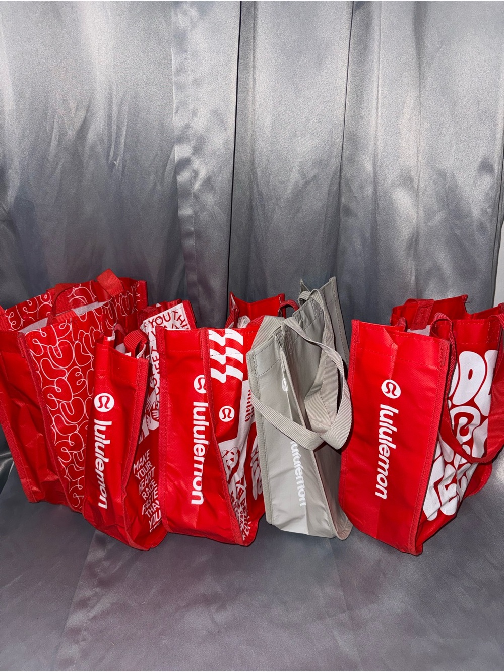 lululemon athletica Red and Gray Reusable Tote Collection